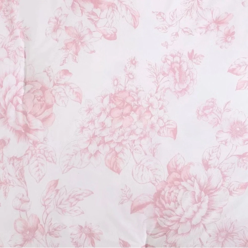 ELEGANT Pink Floral Comforter Set TWIN XL